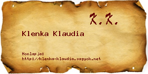 Klenka Klaudia névjegykártya